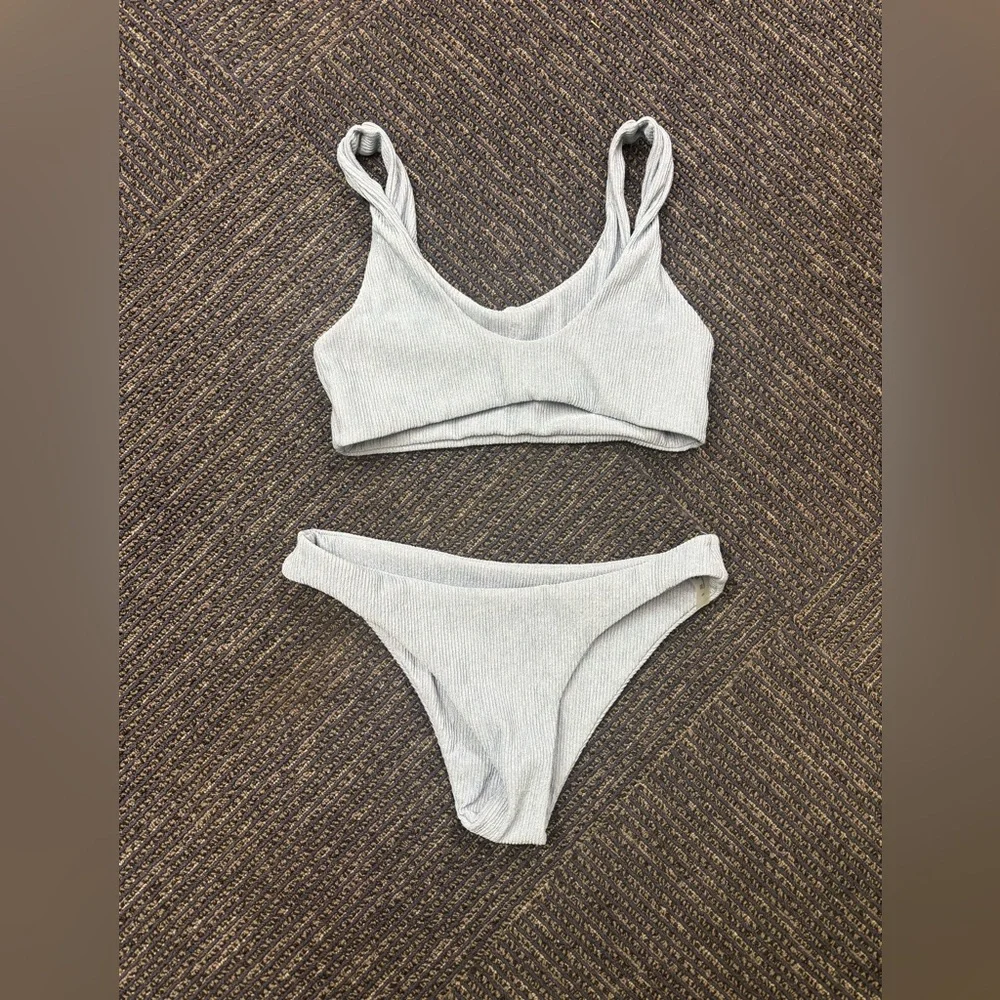 Sky Blue Ribbed Bikini Set - Picture 3 of 3